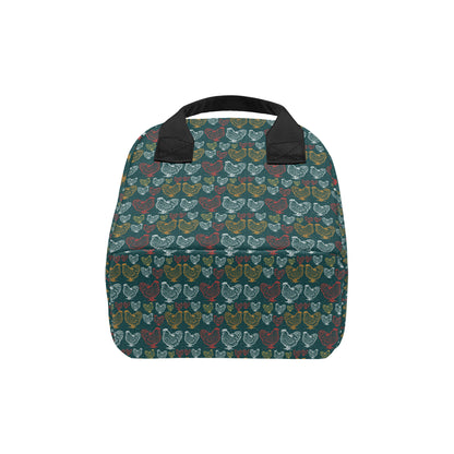 Rooster Hand Draw Design Insulated Lunch Bag