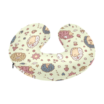 Hedgehog Cute Pattern Print Design 01 U-Shaped Travel Neck Pillow