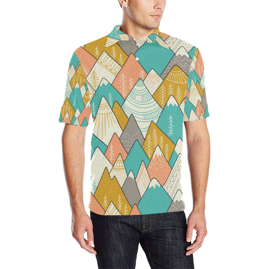 Mountain Pattern Print Design 02 Men Polo Shirt