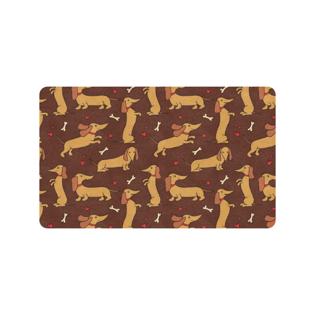 Dachshund Happy Print Pattern Rubber Doormat