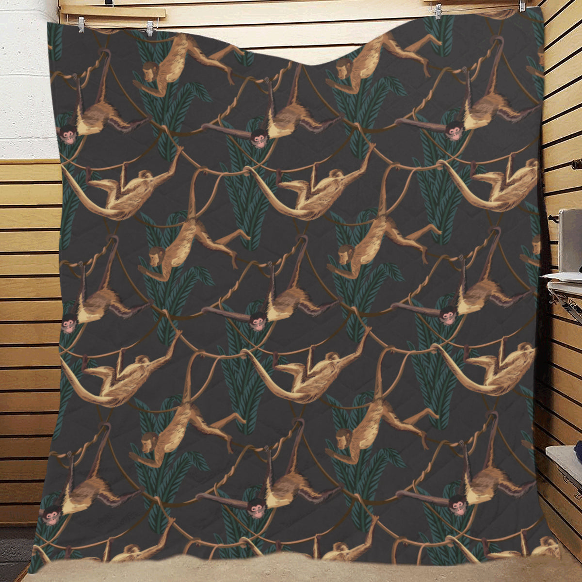 Monkey Pattern Print Design 02 Premium Quilt