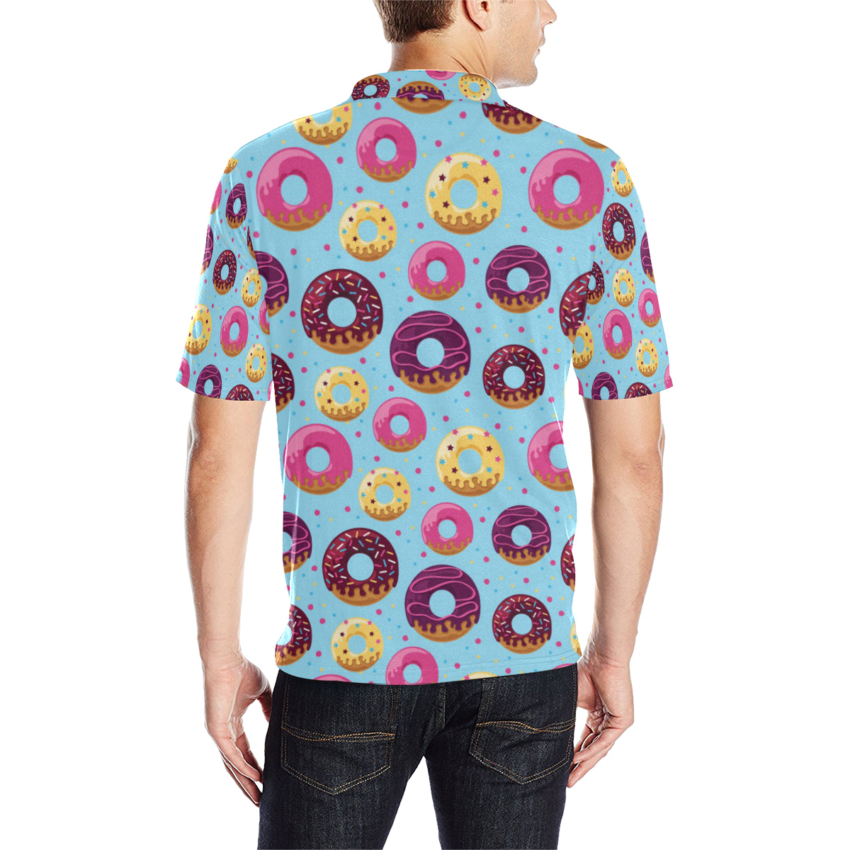 Donut Pattern Print Design DN07 Men Polo Shirt
