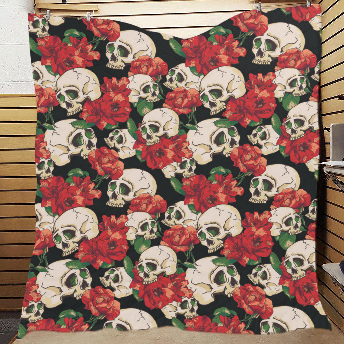 Skull Red Rose Premium Quilt