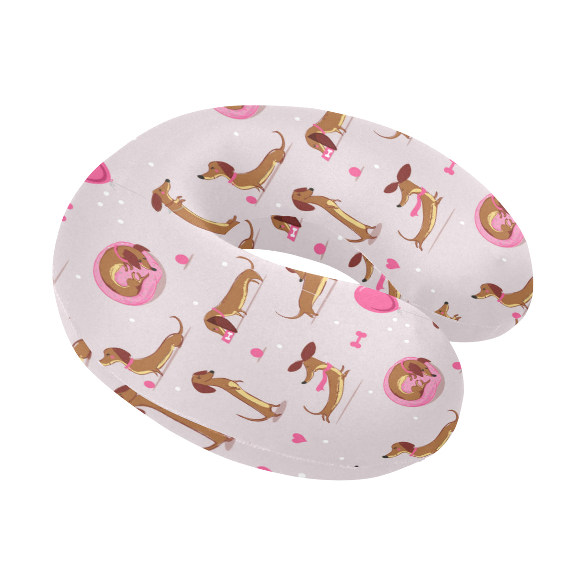 Dachshund Pattern Print Design 10 U-Shaped Travel Neck Pillow