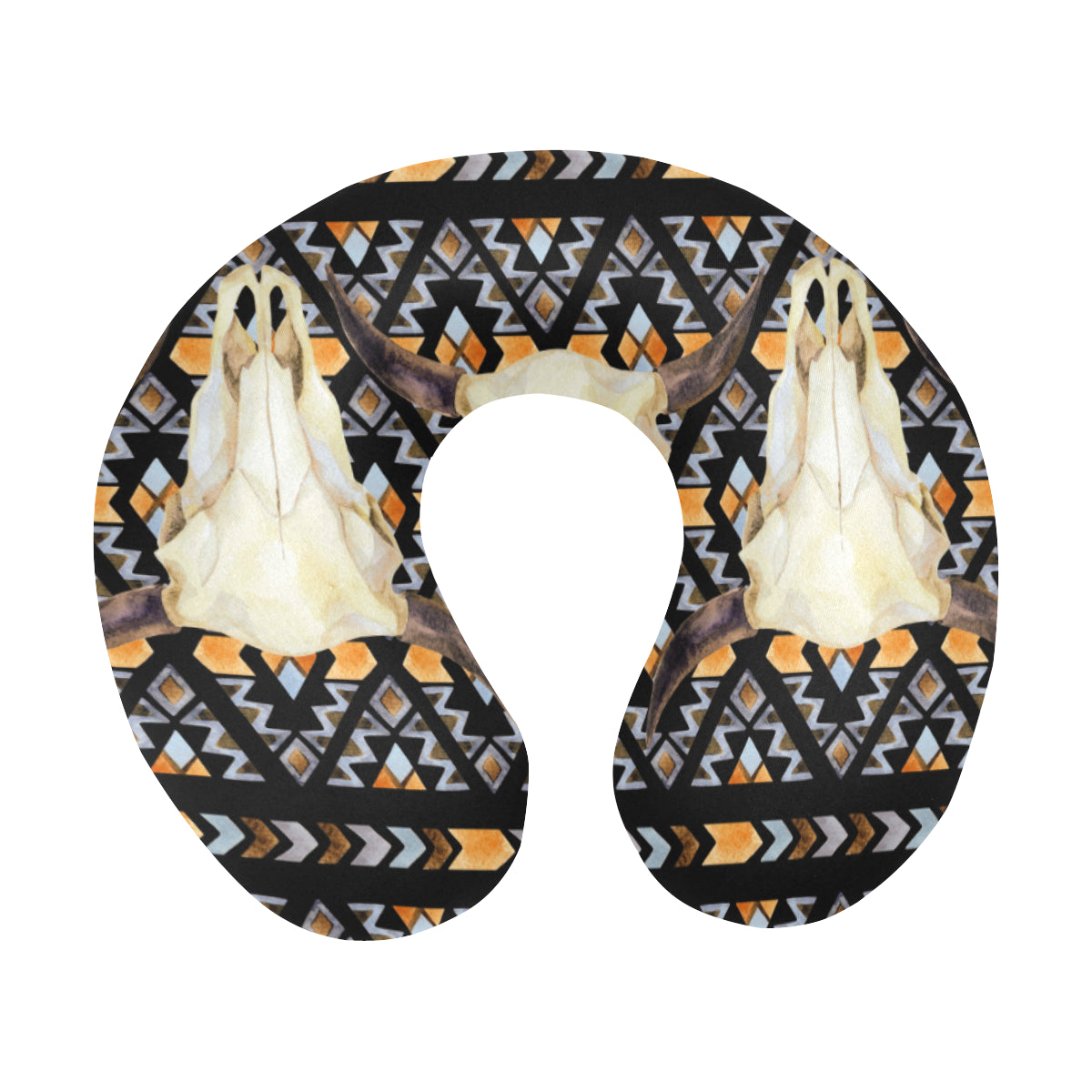 Buffalo Head Pattern Print Design 03 U-Shaped Travel Neck Pillow