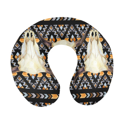 Buffalo Head Pattern Print Design 03 U-Shaped Travel Neck Pillow