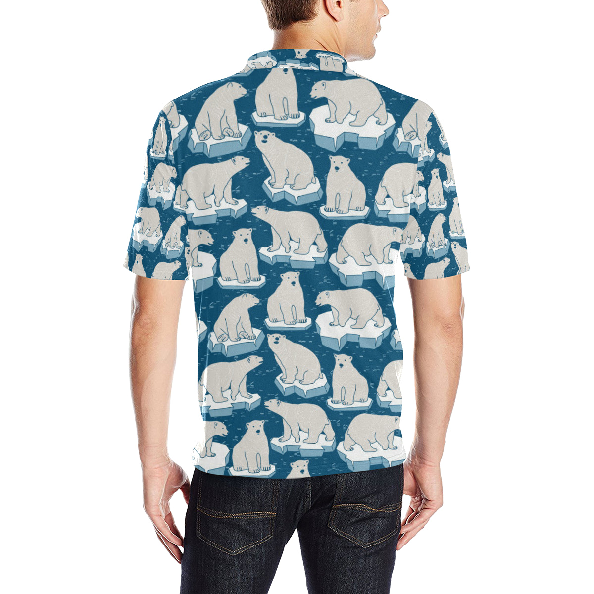 Polar Bear Pattern Print Design PB03 Men Polo Shirt