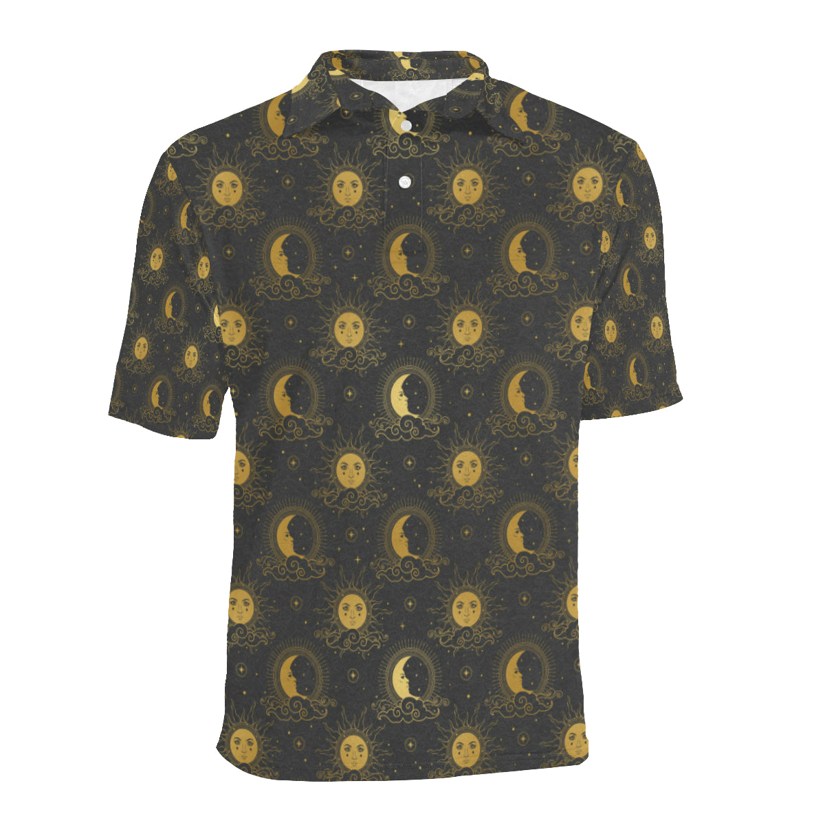 Celestial Moon Sun Pattern Print Design 05 Men Polo Shirt