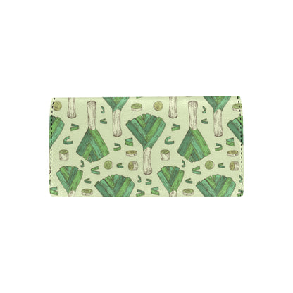 Leek Pattern Print Design 04 Women's Trifold Wallet