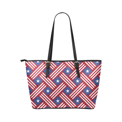 American flag Pattern Leather Tote Bag