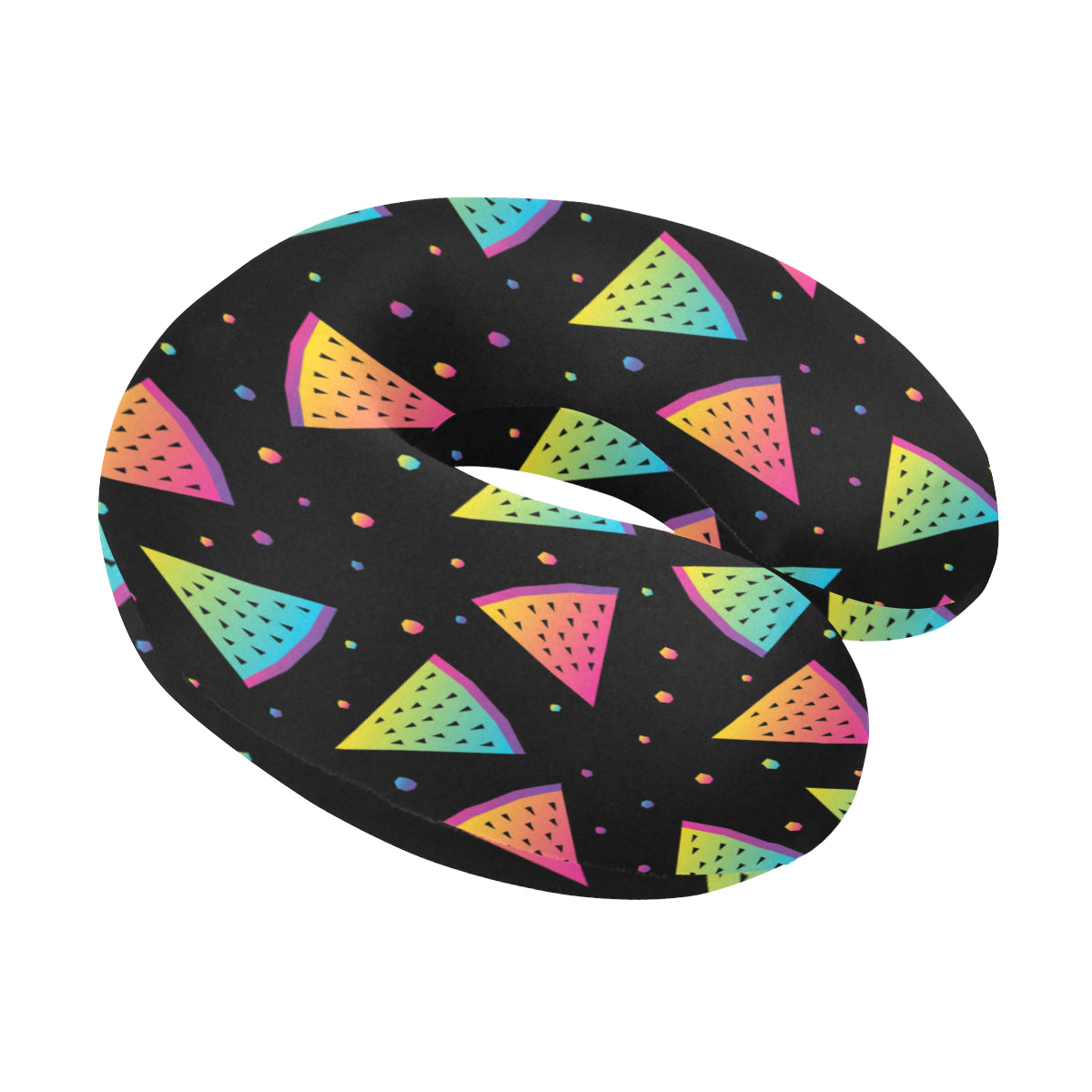 Rainbow Watermelon Pattern Print Design A04 U-Shaped Travel Neck Pillow
