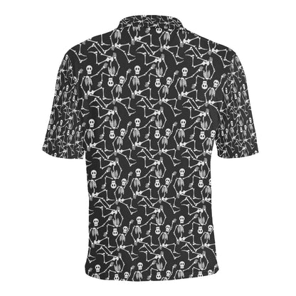 Skeleton Themed Print Men Polo Shirt
