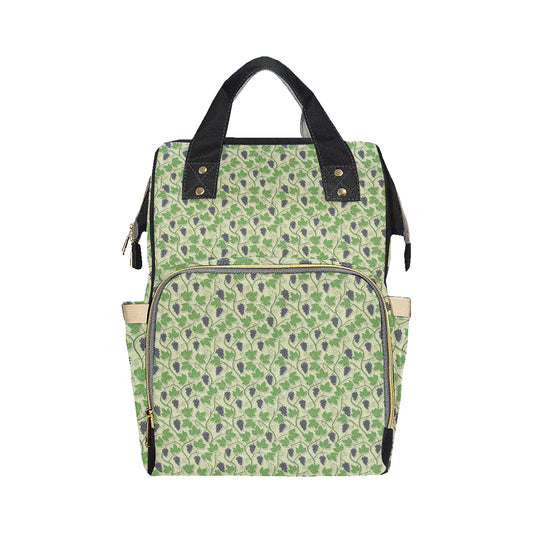 Wine Grape Thmed Print Diaper Bag Backpack