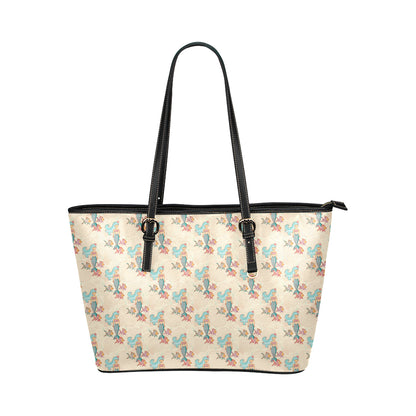 Mermaid Girl With Fish Design Print Leather Tote Bag