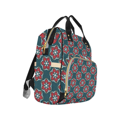 Poinsettia Pattern Print Design A03 Diaper Bag Backpack