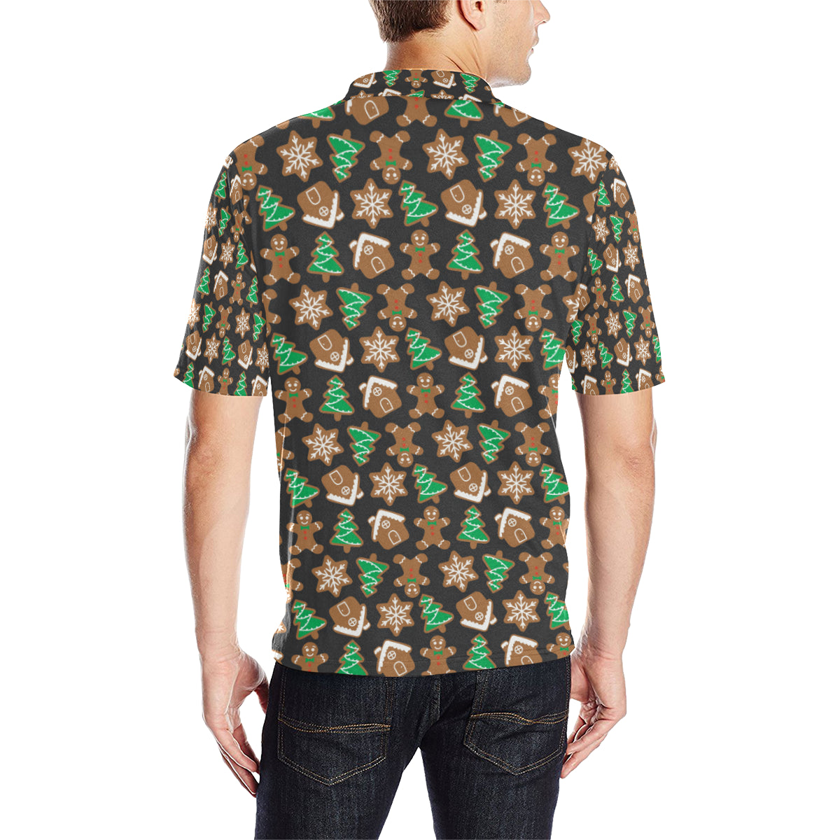 Gingerbread Pattern Print Design 02 Men Polo Shirt