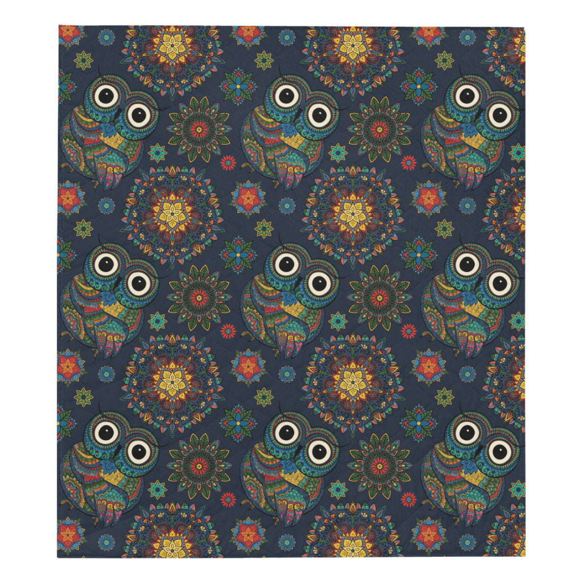 Owl Boho Style Pattern Print Design A04 Premium Quilt