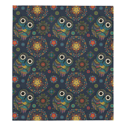 Owl Boho Style Pattern Print Design A04 Premium Quilt