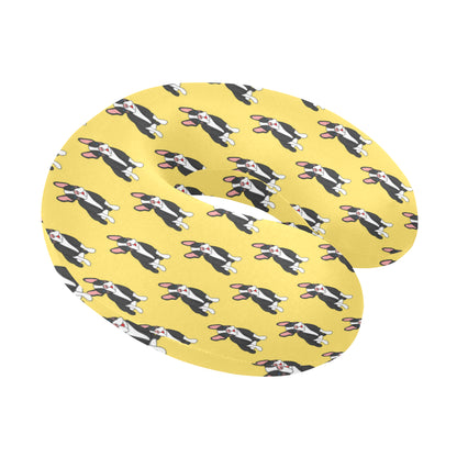 Boston Terrier Pattern Print Design 06 U-Shaped Travel Neck Pillow