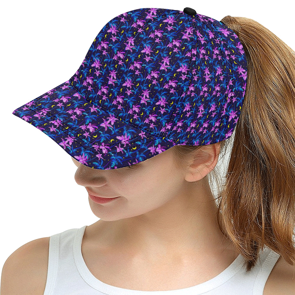 Palm Tree Night Scene Design Print Snapback Cap