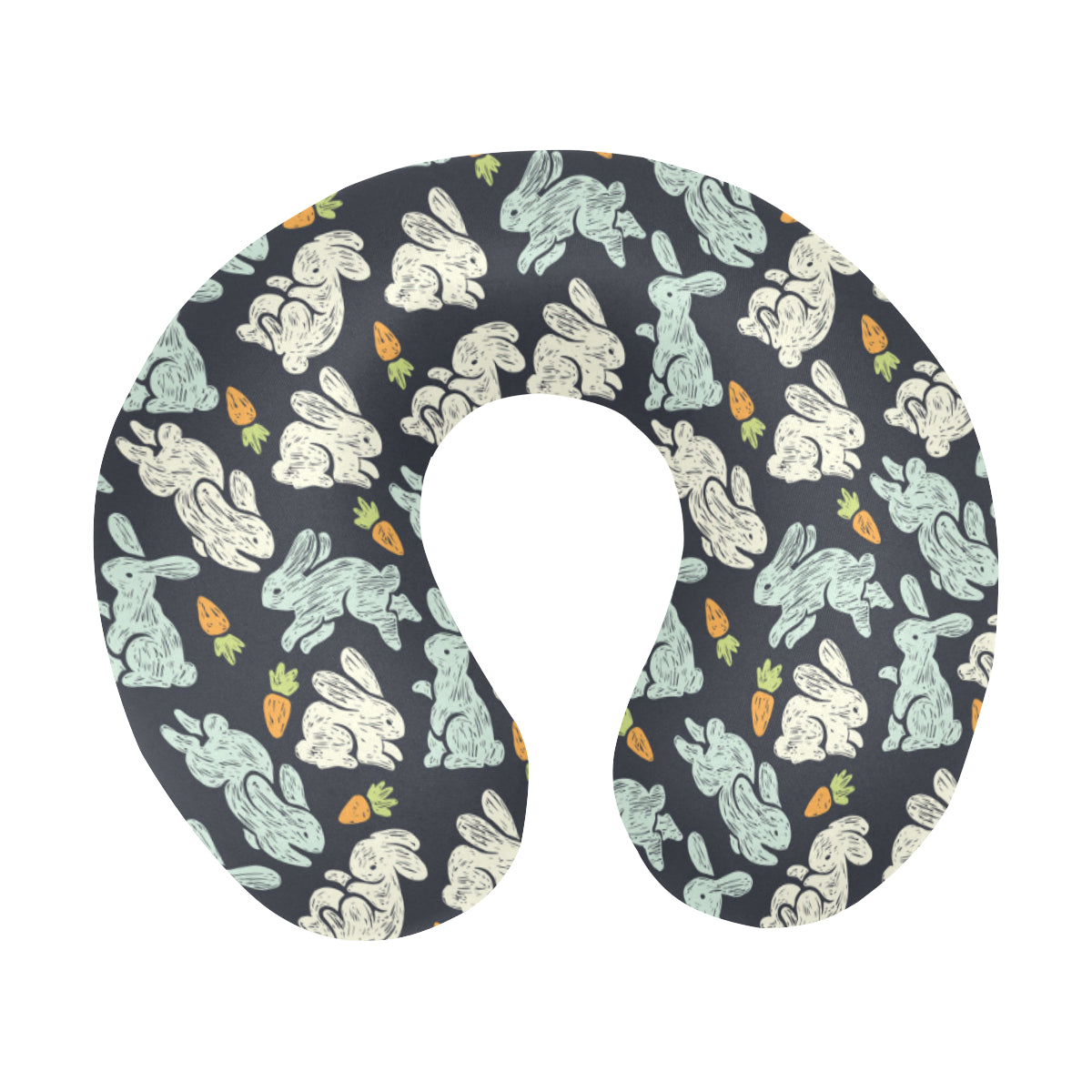 Bunny Pattern Print Design 04 U-Shaped Travel Neck Pillow