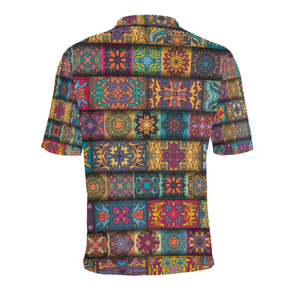 Mandala Style Design Print Men Polo Shirt