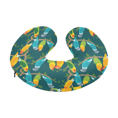 Lovebird Pattern Print Design 02 U-Shaped Travel Neck Pillow