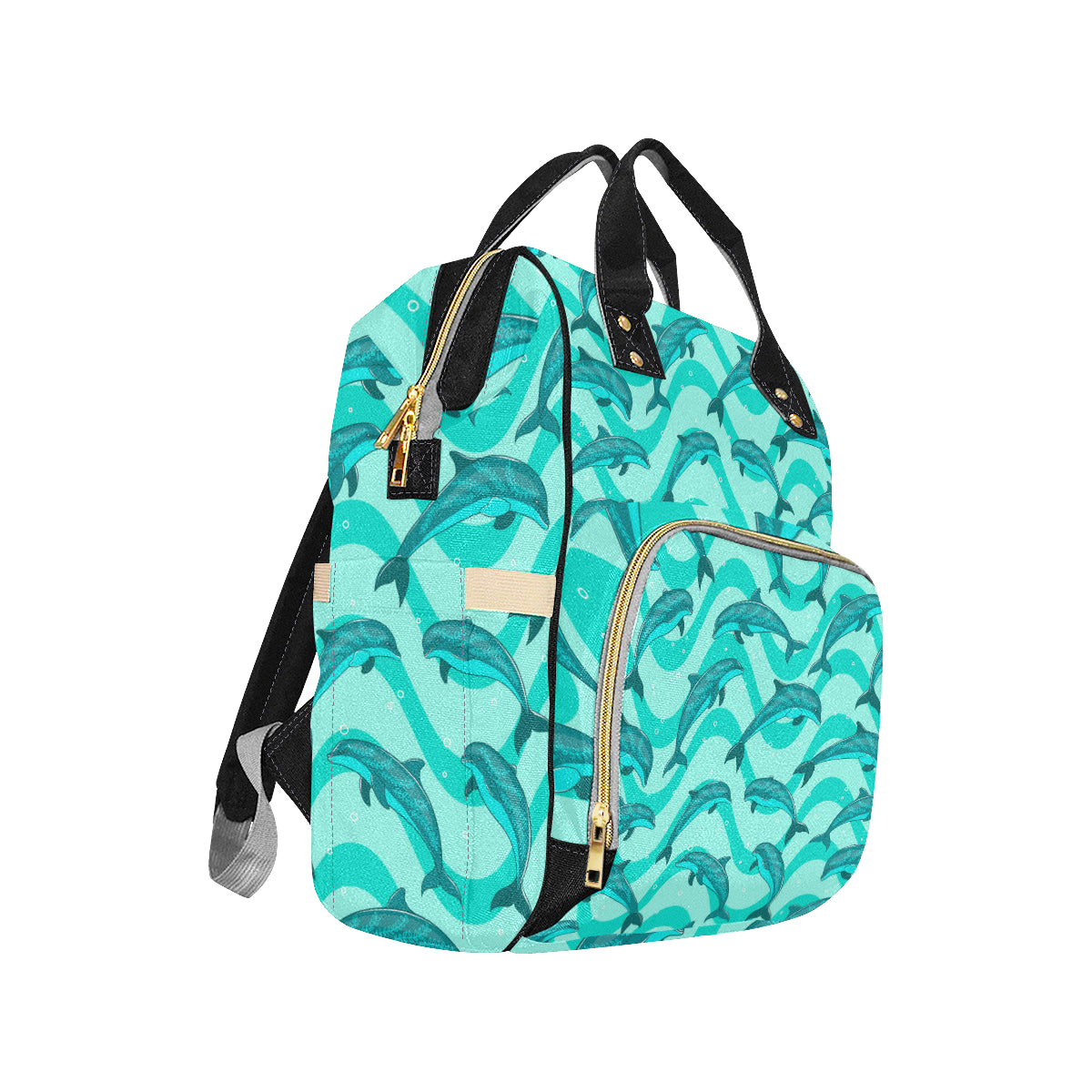 Dolphin Wave Print Diaper Bag Backpack