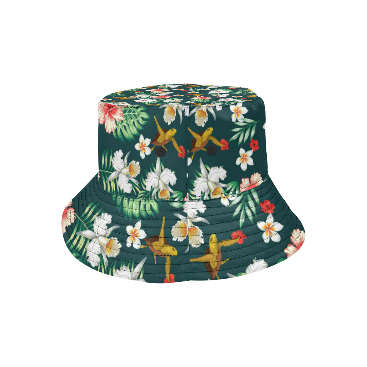 Hawaiian Flower Design with SeaTurtle Print Unisex Bucket Hat