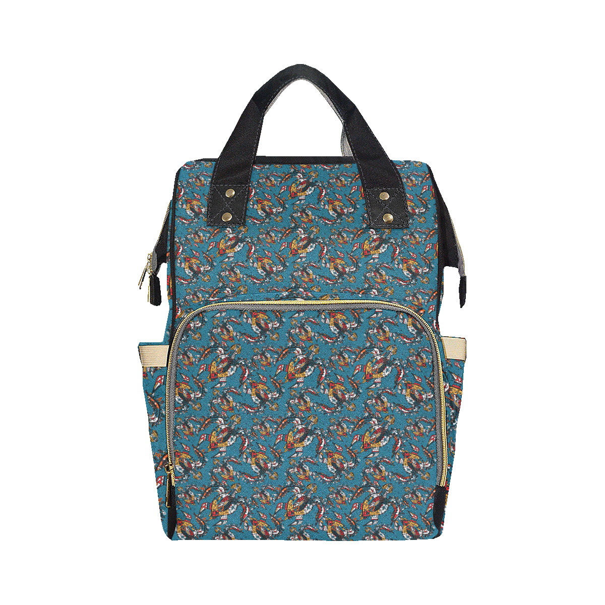 Sea Turtle Tribal Colorful Hand Drawn Diaper Bag Backpack