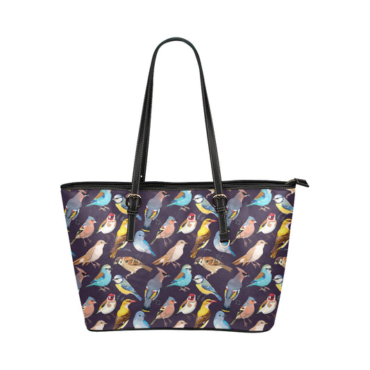Bird Cute Print Pattern Leather Tote Bag