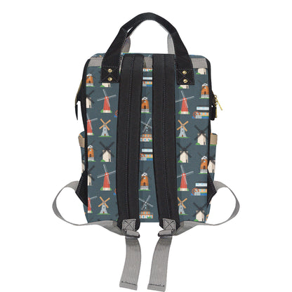 Windmill Pattern Print Design 04 Diaper Bag Backpack