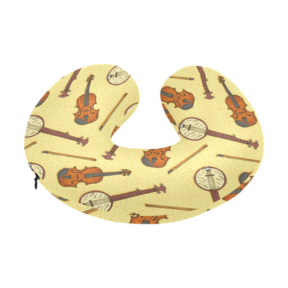 Banjo Violin Pattern Print Design 01 U-Shaped Travel Neck Pillow
