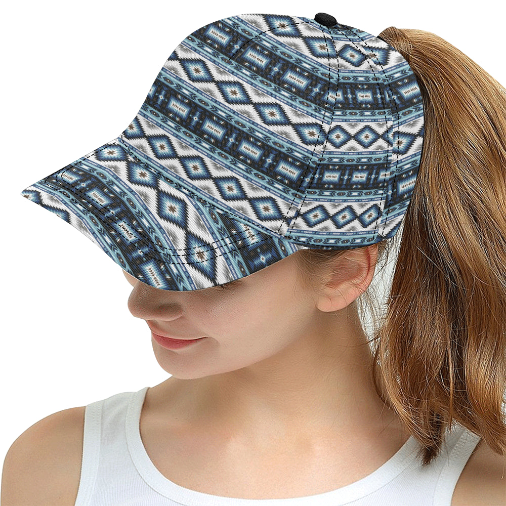 Navajo Dark Blue Print Pattern Snapback Cap