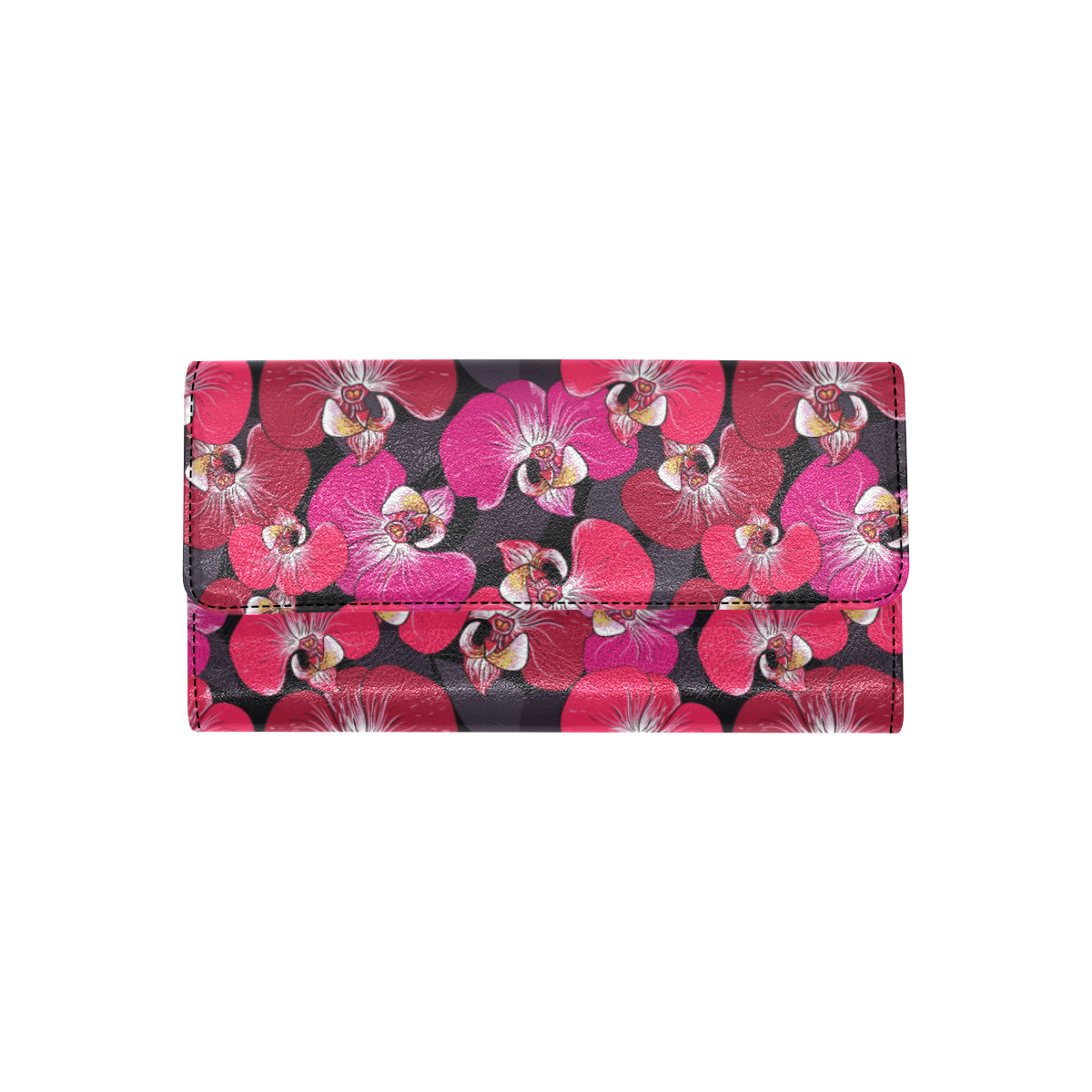 Orchid Red Pattern Print Design OR05 Women's Trifold Wallet
