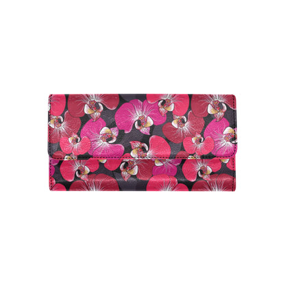 Orchid Red Pattern Print Design OR05 Women's Trifold Wallet