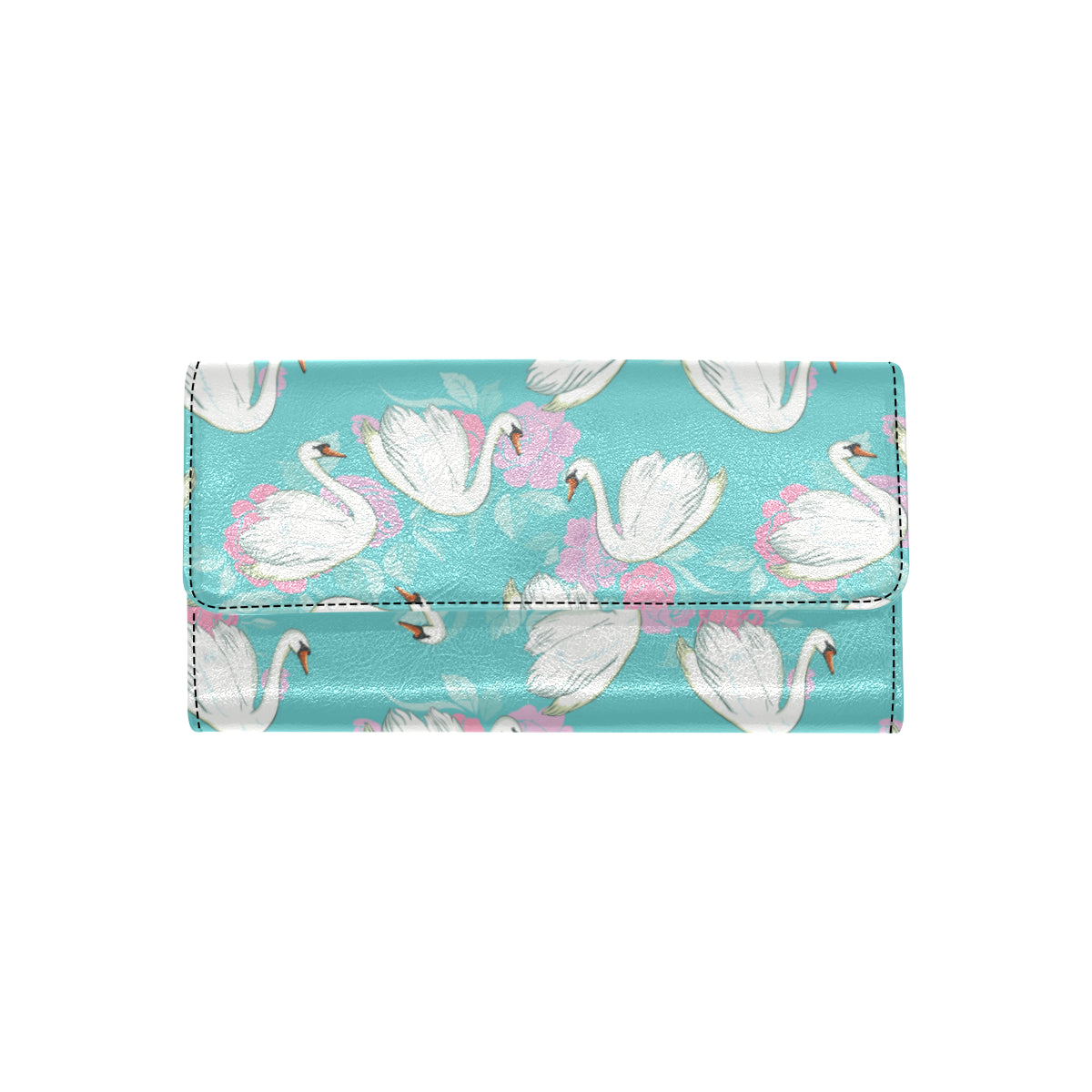 Swan Pattern Print Design 03 Women's Trifold Wallet