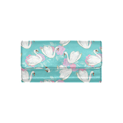 Swan Pattern Print Design 03 Women's Trifold Wallet