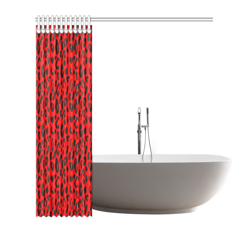 Leopard Red Skin Print Shower Curtain