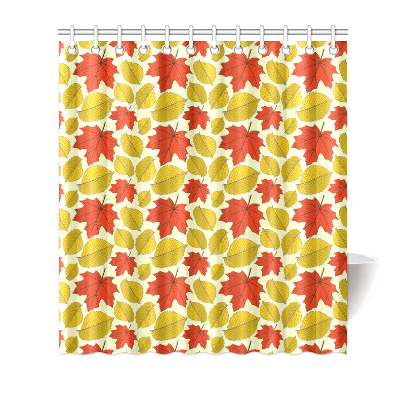 Elm Maple Leave Print Pattern Shower Curtain