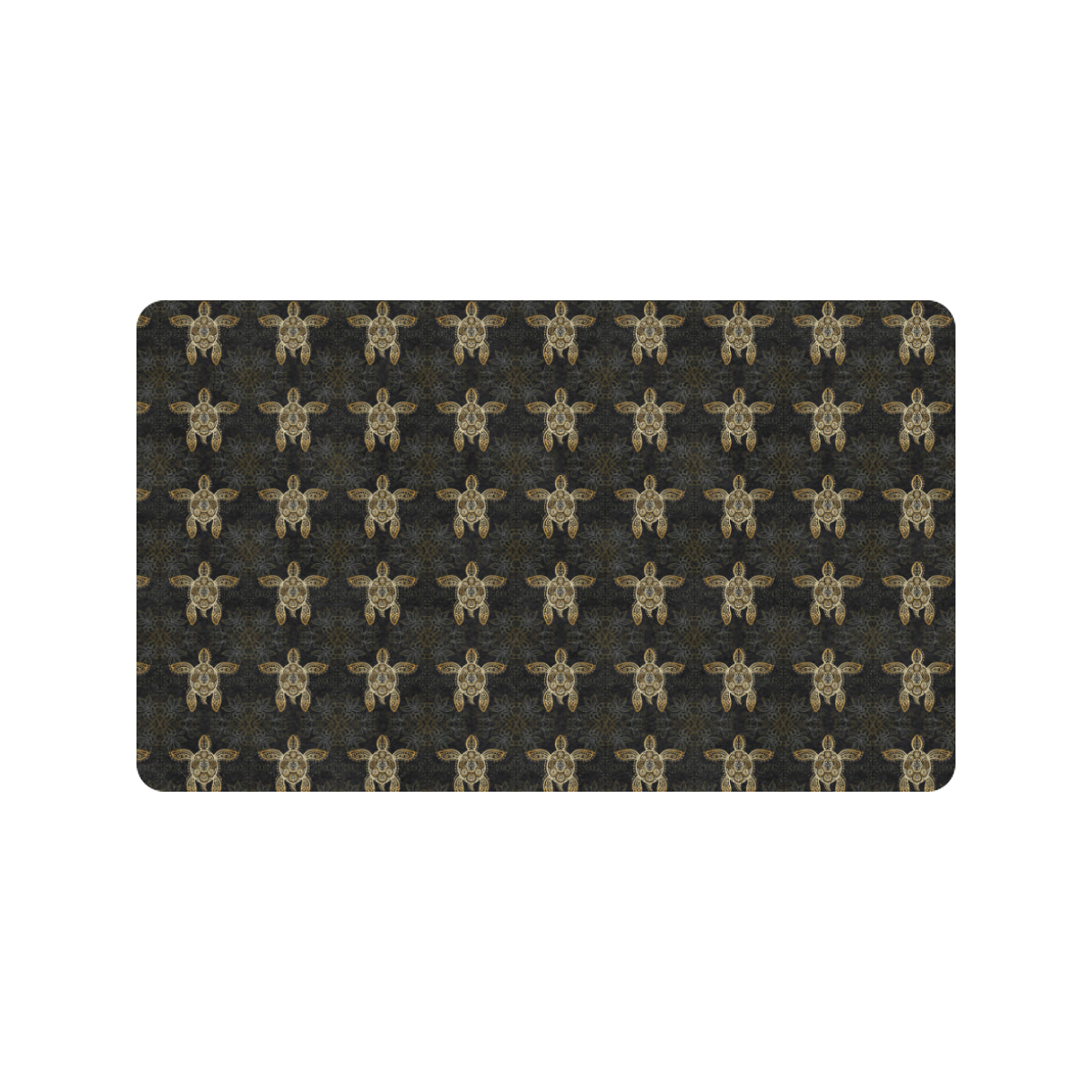 Gold Tribal Turtle Polynesian Design Rubber Doormat