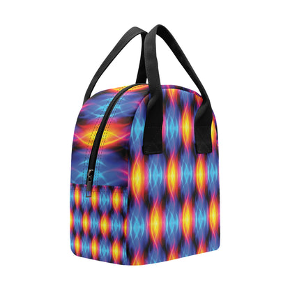 Flame Fire Blue Design Print Insulated Lunch Bag