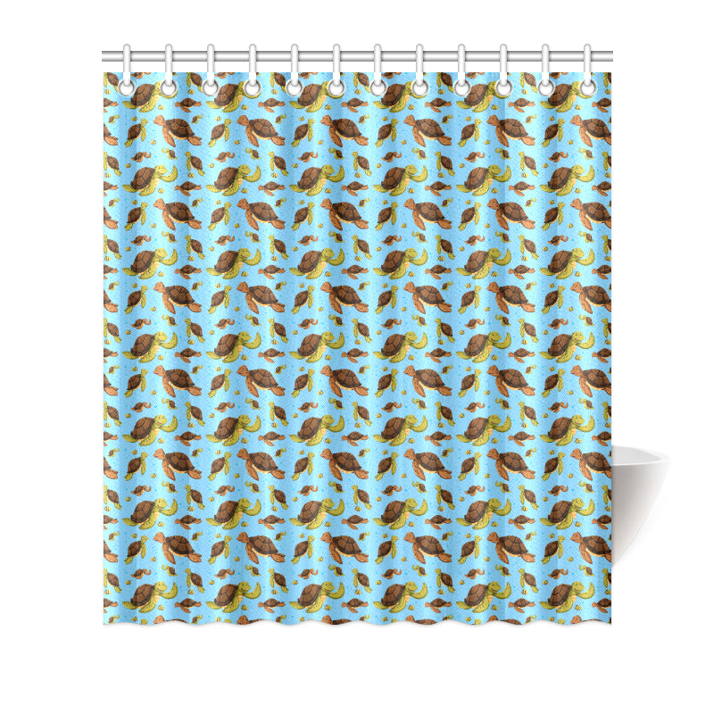Hello Sea Turtle Print Pattern Shower Curtain