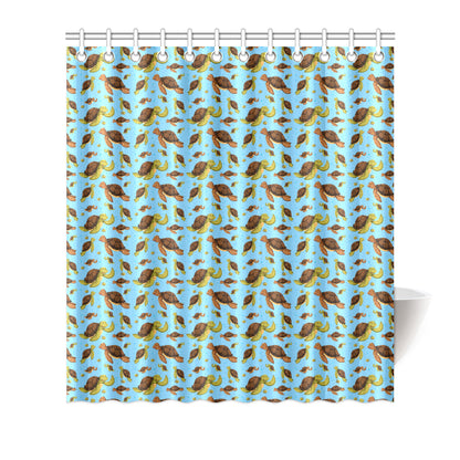 Hello Sea Turtle Print Pattern Shower Curtain