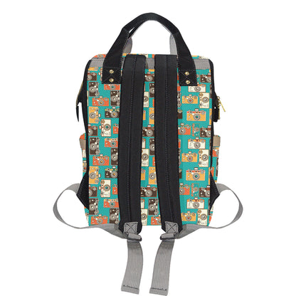 Camera Pattern Print Design 02 Diaper Bag Backpack