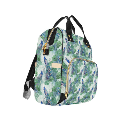 Peacock Pattern Print Design A02 Diaper Bag Backpack