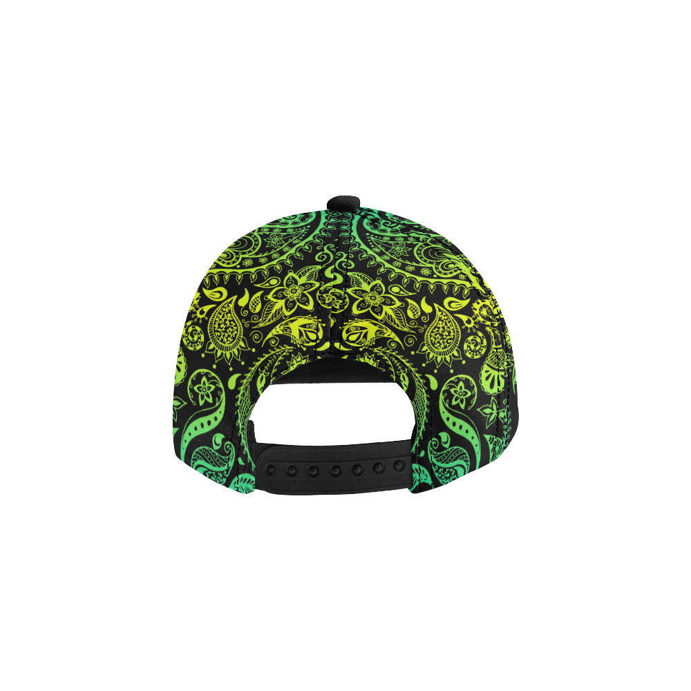 Paisley Green Design Print Snapback Cap