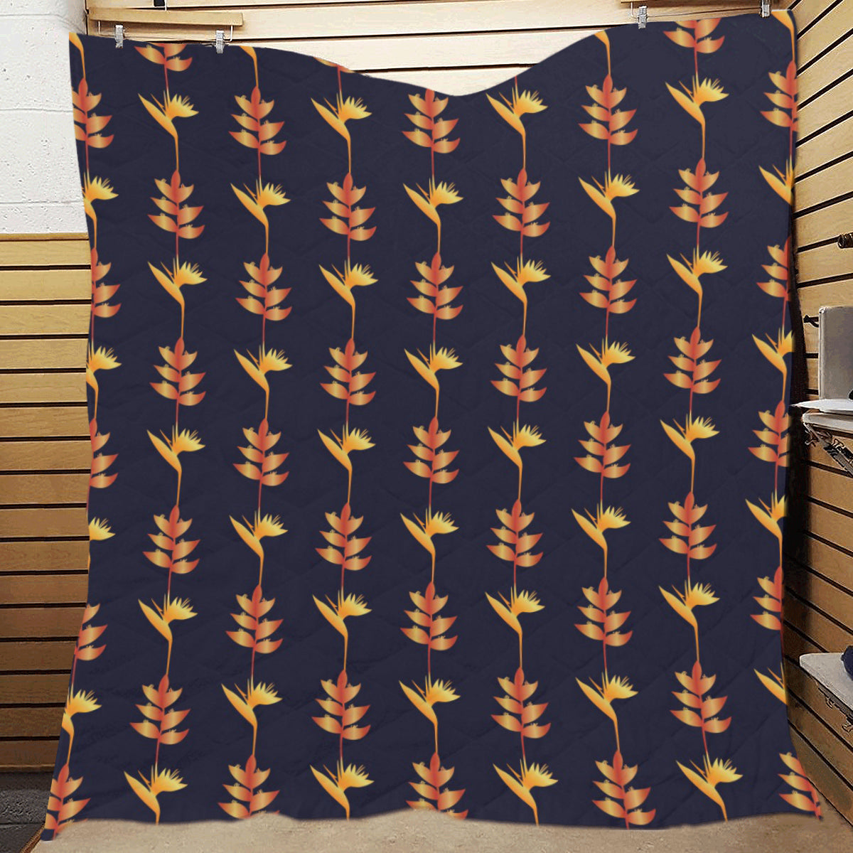Heliconia Pattern Print Design HL06 Premium Quilt