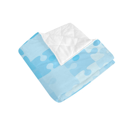 Puzzle Blue Pattern Print Design A04 Premium Quilt