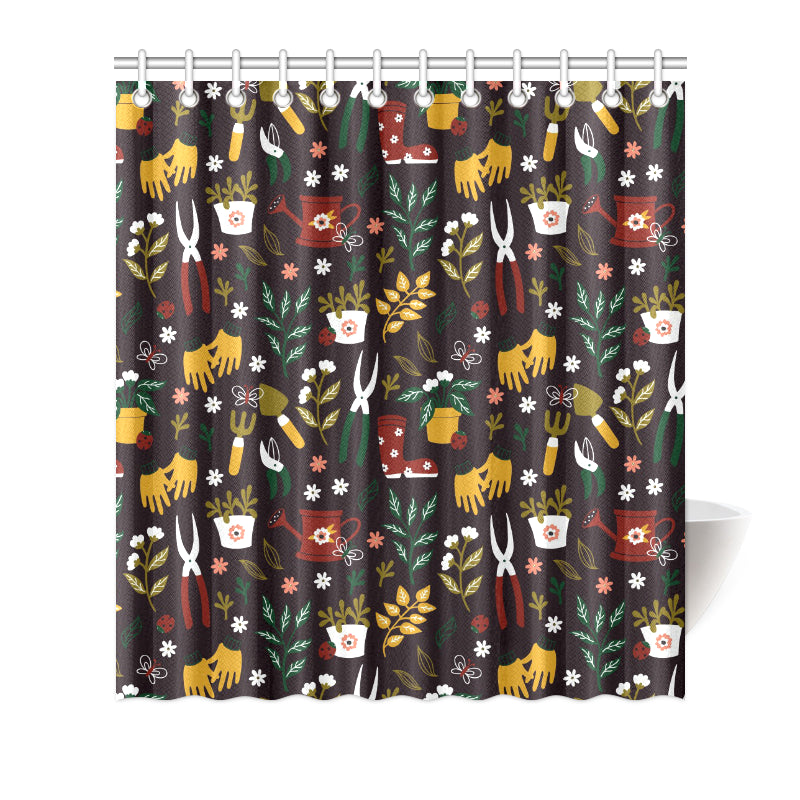 Gardening Pattern Print Design G05 Shower Curtain